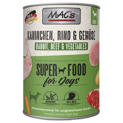 Pachet economic MAC's Adult 12 x 800 g Iepure & legume