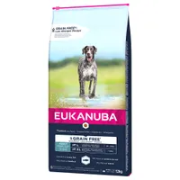 Pachet economic: 2 x saci Eukanuba - Grain Free Adult Large Dogs Somon (2 x 12 kg)