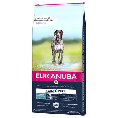 Eukanuba Grain Free Adult Large Breed avec du saumon pour chien 12 kg