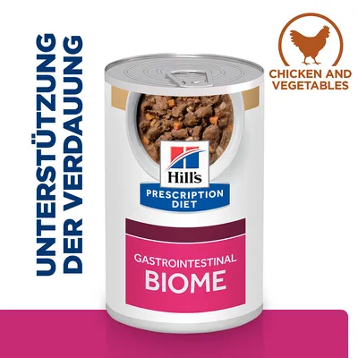 Hill's Prescription Diet Gastrointestinal Biome Nassfutter mit Huhn und Gemüse. Unterstützt die Verdauung.