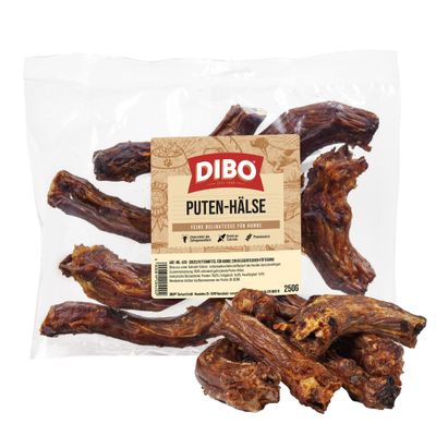 DIBO Turkey Necks, fine delicacy for dogs, supports dental health, rich in calcium, protein-rich, 250g pouch.