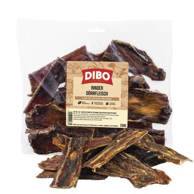 DIBO Dried Beef, fine delicacy for dogs, natural, grain-free, free from artificial additives, 250g pouch.