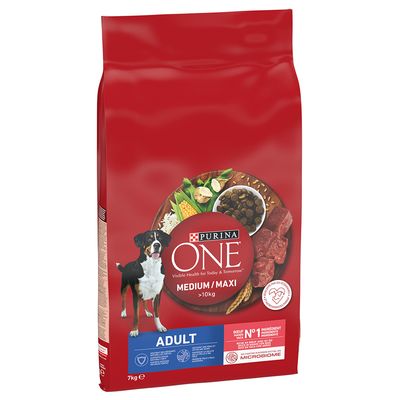 Purina One Medium/Maxi Adult - nauta ja riisi 7 kg