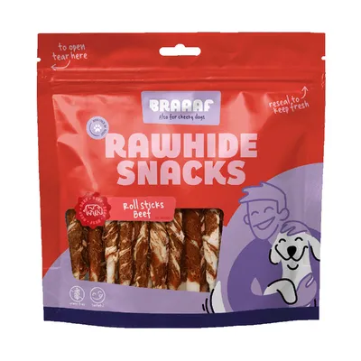 Braaaf Rollsticks Vită și cod - 25 buc.