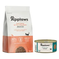 Applaws Bi-nutrition : Lot de croquettes et pâtée - 2 kg Adult poulet & saumon + 6 x 70 g poisson de mer