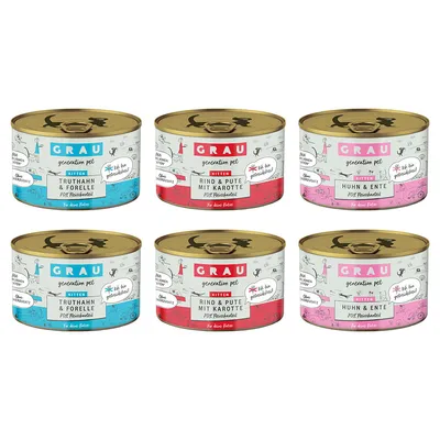 Grau menu gourmand dinde, carottes pour chaton - lot mixte (3 variétés)