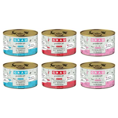GRAU Kitten Multipack Sparpaket: 24 x 200 g (3 Sorten)