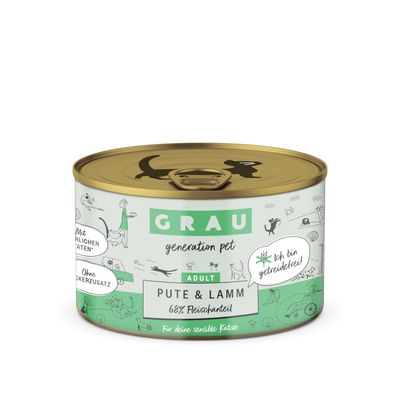 Sparpaket GRAU Adult Getreidefrei 24 x 200 g Pute & Lamm