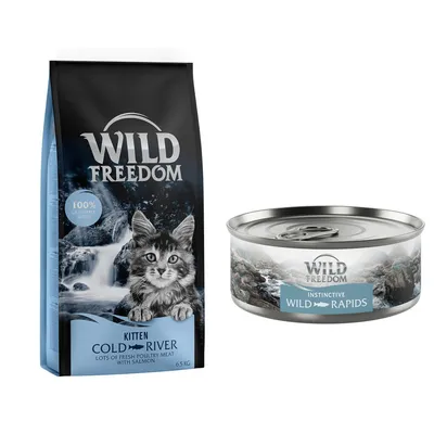 6.5kg Wild Freedom + 6 x 70g Instinctive Wet Food - Special Bundle!* - Kitten "Cold River" Salmon + Adult "Wild Rapids" Salmon