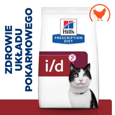 Hill's Prescription Diet i/d karma dla kota, zdrowie układu pokarmowego, symbol kurczaka na opakowaniu