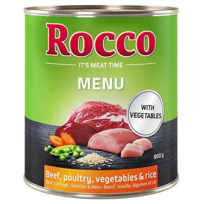 Упаковка для гурманов Rocco Menue 24 x 800 г - Говядина, домашняя птица, овощи и рис