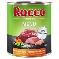 Rocco Menu 6 x 800 g - Govedina s perutnino, zelenjavo in rižem