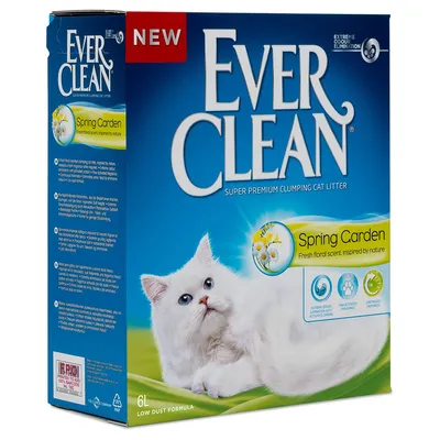 Ever Clean Super Premium Clumping Cat Litter Spring Garden, 6L, Low Dust Formula. Extreme Odour Elimination, paw-activated fragrance, continuous freshness.