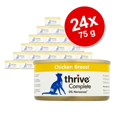 Thrive Complete Petto di Pollo, 24 lattine da 75 g. Cibo per gatti con 0% Nonsense.