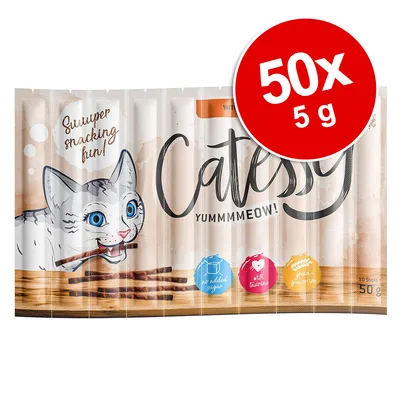 Catessy Yummmmeow! Snacksticks, 50x5g, uden tilsat sukker, med taurin, egnet til katte.