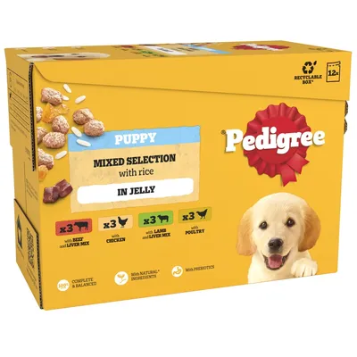 Pedigree Puppy Pouches Mixed Pack in Jelly - 12 x 100g Pedigree Puppy Pouches Mixed Pack in Jelly - 12 x 100g