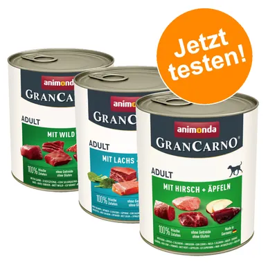 Animonda GranCarno Adult Nassfutter: Mit Wild, Mit Lachs, Mit Hirsch + Äpfeln. 100% frische Zutaten, ohne Getreide, ohne Gluten. Made in Germany. Jetzt testen! Animonda GranCarno Adult Nassfutter: Mit Wild, Mit Lachs, Mit Hirsch + Äpfeln. 100% frische Zutaten, ohne Getreide, ohne Gluten. Made in Germany. Jetzt testen!