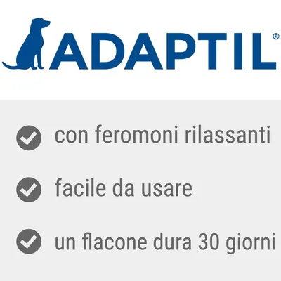 ADAPTIL con feromoni rilassanti, facile da usare, un flacone dura 30 giorni
