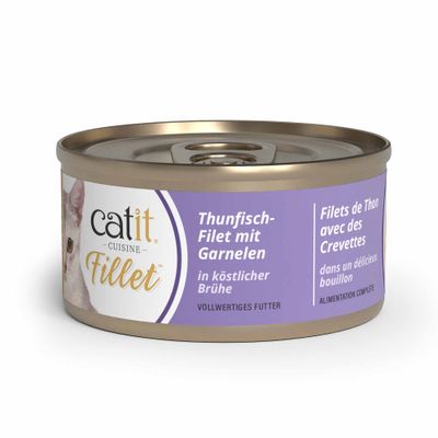 Catit Cuisine Thunfisch Fillet - Sparpaket: Thunfisch Fillet mit Garnelen (12 x 75 g)