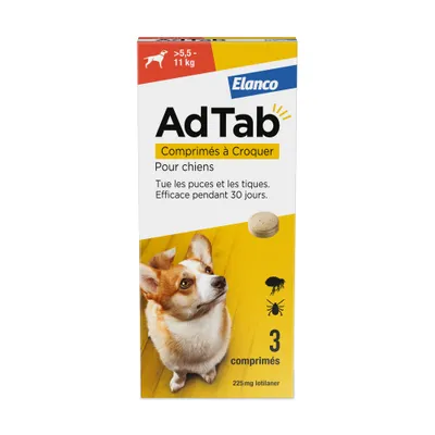 AdTab comprimés à mâcher pour chien - 3 comprimés, pour les chiens de 5,5 à 11 kg AdTab comprimés à mâcher pour chien - 3 comprimés, pour les chiens de 5,5 à 11 kg