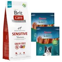 10 zł taniej! Brit karma sucha dla psa, 12 / 15 kg + Rocco Curls, kaczka, 400 g - Grain-Free Sensitive, dziczyzna