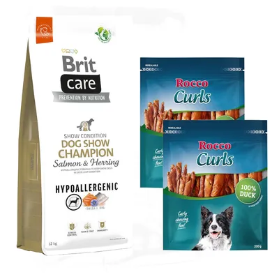 10 zł taniej! Brit karma sucha dla psa, 12 / 15 kg + Rocco Curls, kaczka, 400 g - Hypoallergenic Dog Show Champion, łosoś 10 zł taniej! Brit karma sucha dla psa, 12 / 15 kg + Rocco Curls, kaczka, 400 g - Hypoallergenic Dog Show Champion, łosoś