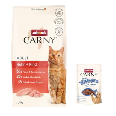 Animonda Carny Adult poulet + truite, 65% viande et ingrédients animaux, 35% viande de poulet fraîche, 0% céréales, Made in Germany, sans sucre, avec viande fraîche.