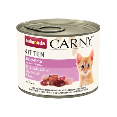 Animonda Carny Kitten Baby-Paté fra 4. uge, 100% friske ingredienser, uden korn og sukker, med taurin.