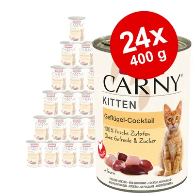 Carny Kitten Geflügel-Cocktail, 24x400g dåser. 100% friske ingredienser, uden korn og sukker, med taurin.