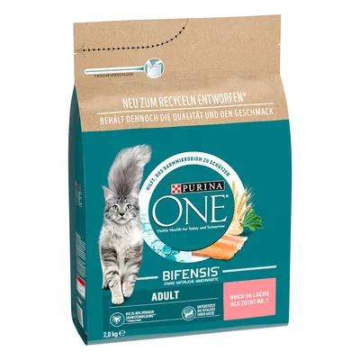 PURINA ONE Adult lazac & teljes kiőrlésű gabona - 2,8 kg
