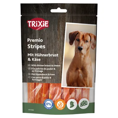Trixie PREMIO Streifen mit Hühnchen und Käse - Sparpaket: 4 x 100 g