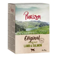 22 + 2 gratis! 24 x 70 g / 85 g Purizon kattevådfoder - Kyllingefilet med Lam & Laks 24 x 70 g portionsposer
