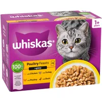 Whiskas 1+ Pouches Mega Multibuy 96 x 85g - Poultry Feasts in Gravy