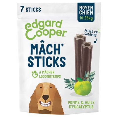 Bâtonnets Edgard & Cooper Mâch' Sticks pomme, eucalyptus pour chien pour les chiens de taille moyenne (10 - 25 kg, 7 sticks)