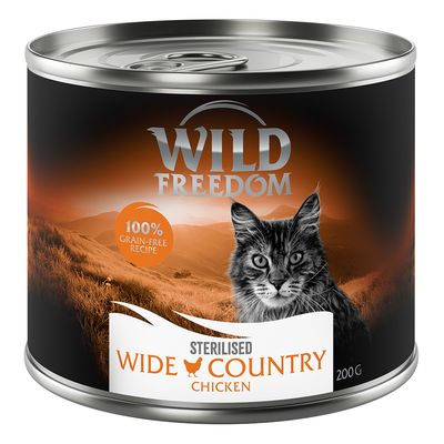 Wild Freedom Adult Sterilised 6 x 200 g - Graanvrij Wide Country Sterilised - Kip Puur