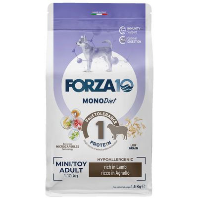 Forza10 Mini & Toy Diet all'Agnello con Riso Crocchette cane 1,5 kg