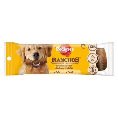 Pedigree Ranchos γεμιστά ρολά μάσησης με κοτόπουλο, κατάλληλα για σκύλους από 15kg. Χωρίς δημητριακά, 100% φυσικά συστατικά.