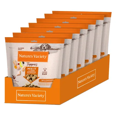 Nature's Variety Toppers, pollo liofilizzato, Mix It per più nutrienti e gusto, adatto a tutte le taglie e adulti. Nature's Variety Toppers, pollo liofilizzato, Mix It per più nutrienti e gusto, adatto a tutte le taglie e adulti.