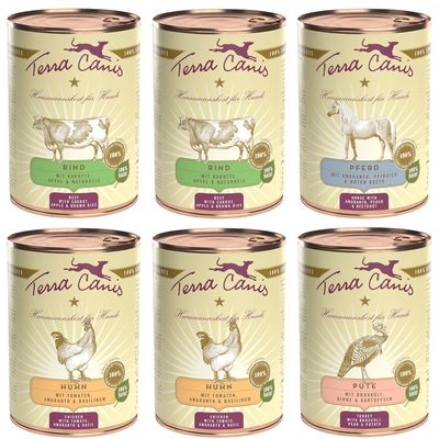 Terra Canis Classic 12 x 400 g Alimento umido per cane Mix: Manzo, Pollo, Tacchino, Cavallo