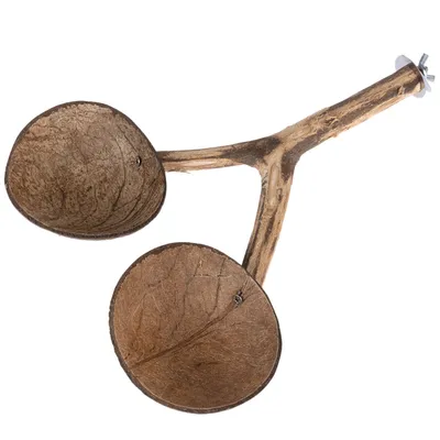 TIAKI Perchoir avec gamelles en noix de coco - L 30 x l 22 x H 5cm