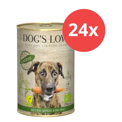 Dog's Love Hundefutter, 24x Dosen, 100% Bio-Gemüse & Bio-Obst, vegan, getreidefreie Rezeptur, EU-Bio-Zertifikat, Made in Austria.