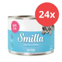 Smilla Kitten comida húmeda con ternera, contiene taurina, sin cereales, 24x 200g. Made in Germany.