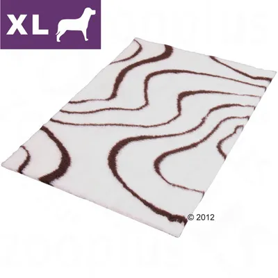 Mata w rozmiarze XL, biało-brązowa z falistym wzorem. Widoczny symbol psa i napis XL w lewym górnym rogu.