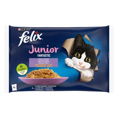 Felix Junior Fantastic в паучове 4 x 85 г - сьомга и пиле