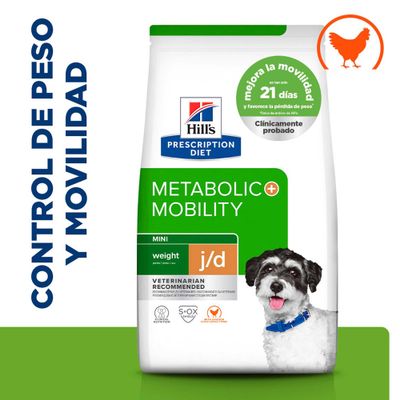 Hill's Prescription Diet Metabolic + Mobility Mini, control del peso y la movilidad, clínicamente probado, mejora la movilidad en 21 días, con pollo, recomendado por veterinarios.