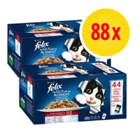 Felix Le Ghiottonerie in gelatina 88 x 85 g umido per gatti - Mix: Varietà di carne + Varietà di carne e pesce