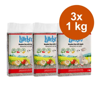 Littlebro Wiesenheu mit Apfel, 3x1kg. Ergänzungsfutter für Kaninchen und Nager, 100% natürlich, reich an Ballaststoffen, mit köstlichem Apfel. Littlebro Wiesenheu mit Apfel, 3x1kg. Ergänzungsfutter für Kaninchen und Nager, 100% natürlich, reich an Ballaststoffen, mit köstlichem Apfel.