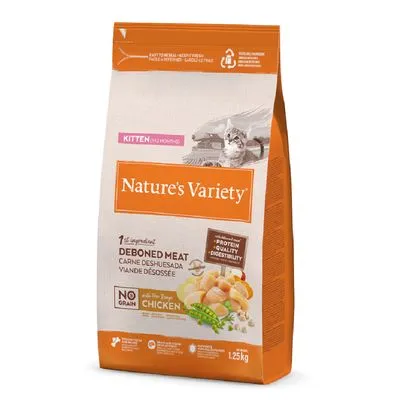 Nature's Variety kattenvoer voor kittens, 1e ingrediënt ontbeend vlees, zonder granen, met vrije uitloop kip, 1,25 kg. Tekst: protein quality digestibility. Nature's Variety kattenvoer voor kittens, 1e ingrediënt ontbeend vlees, zonder granen, met vrije uitloop kip, 1,25 kg. Tekst: protein quality digestibility.
