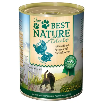 Cats Best Nature Adult mit Geflügelherzen und Preiselbeeren. Natürliche Zusammensetzung, 100% Premiumqualität. Natürliche Ernährung für Katzen.