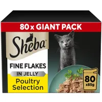 Sheba Pouches Fine Flakes in Jelly - Poultry Selection in Jelly (80 x 85g)